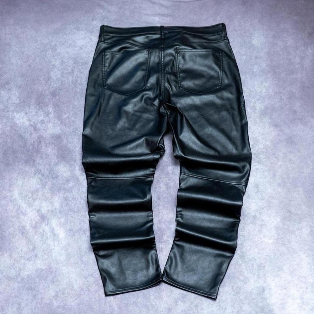 Gap Vintage Slim High Rise Faux Leather Pants Black Womens 16T 33 Tall Vegan - Picture 2 of 6